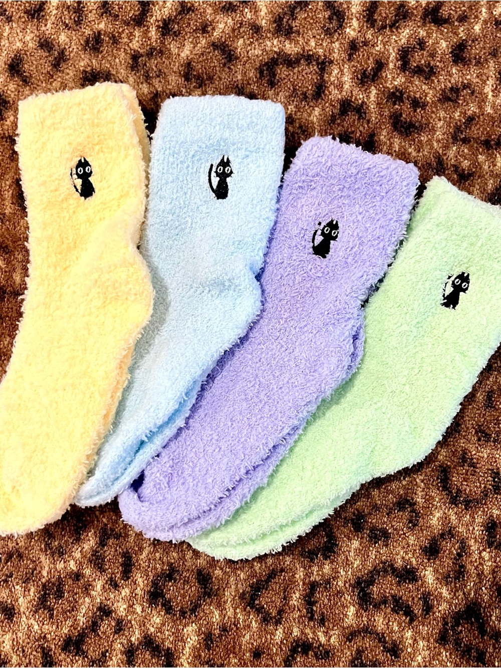 Pastel Fuzzy Cozy Socks - Yellow, Blue, Lavender, Mint